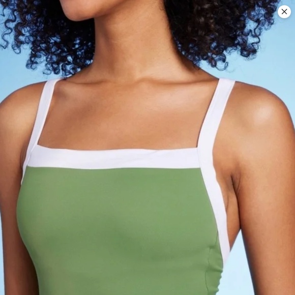 Shade & Shore™ Olive Green M: Adjustable Straps, V-Back One Piece - Picture 2 of 3